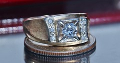 14k yellow gold ring 0.76ct diamond sz 9.25 handmade 1920’s antique 7.6gr N2389A