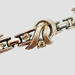 Vintage Trifari Silver Tone Clear Rhinestone Scallop Scroll Bracelet 1955 -1969
