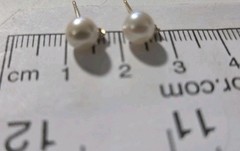 Vintage 14K Yellow Gold Akoya Cultured Pearl Diamond Stud Earrings Fine Estate