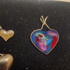 Vintage Heart Pendant Lot Mixed Materials And Styles