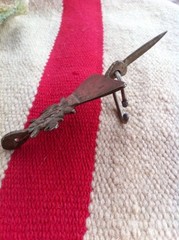 Vintage Moroccan Fibula Hand Tooled Metal Alloy Med. Sz