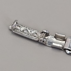 Vintage Rhinestone Bracelet Blue Clear Tapered Silver Tone Safety Chain 6.5″