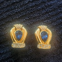 Vintage Christian Dior Sapphire Crystal clip on earrings
