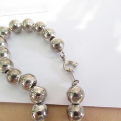Silver Tone BB Ball Beaded On Chain Necklace Vintage Korea