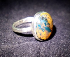Excellent Natural Translucent Sky Blue Amber .925 Sterling Silver Ring #6