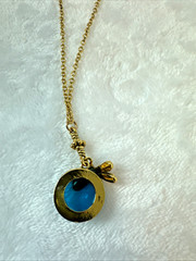 Gold Chain Minimalist witchy boho Blue glass crystal dragonfly Pendant Necklace