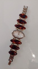 Xavier Retro Ladies Wrist Watch Faux Totoiseshell Bracelet Gold Tone 7.25″ Runs