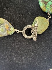 Vintage Turquoise Statement Necklace | Asymmetrical Multi-sized Stones | 18″
