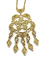 Vintage Celebrity NY Necklace Goldtone Chandelier Filigree Tassel Necklace 20″