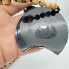 Vtg Jtv Lion Head Inlay Necklace Earrings Set Gold Tone Brown & Black Safari