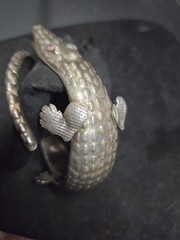 ANTIQUE 925 STERLING SILVER ALLIGATOR CUFF BRACELET ARM BRACELET 2.48 OZS