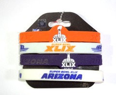 Lot of 4 Silicone Rubber NFL Com Super Bowl ALIX Bracelets on Original Card!