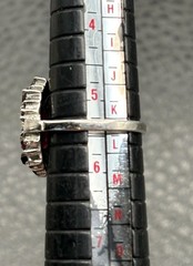 Vintage Art Deco Era Bohemian Garnet Marcasite Sterling Silver Ring Size 5.5