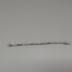 Vintage Silver & Gold Tone Multi Color Glass 7” Link Bracelet w/ Boxed Clasp