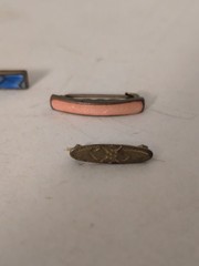 Lot Of (4) Bar Brooch Pins (2) Enamel (1) Gold Tone (1) Marked Gold Top As Is