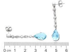 Antique 3.45Ct Aquamarine and 0.60Ct Diamond, Platinum Drop Earrings Circa 1925