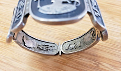 Vintage Egyptian 800 Silver Niello Storyteller Panel Hinged Bracelet