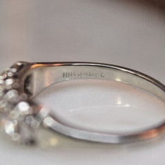 Vintage Jabel 18K White Gold 4 Diamond ring sz 7.3