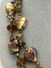 Vintage Tigers Eye Glass Heart Brown Necklace