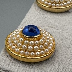 Metropolitan Museum of Fine Arts Boston Pierced Earrings Blue Gripoix Faux Pearl
