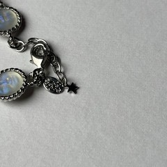 Vintage Kirk’s Folly Rare Retired Seaview Moon 7 Panel Silver Tone Link Bracelet