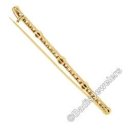 Antique Edwardian French Gold & Platinum 0.80ct Diamond Pearl Bar Pin Brooch