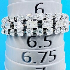 Vintage Weiss Rhinestone Bracelet Baguettes Fold Over Clasp .5″ 6.5″