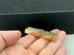 Vintage gold plated genuine Opal Peridot nuggets in resin bar pendant 0.5” x 2”