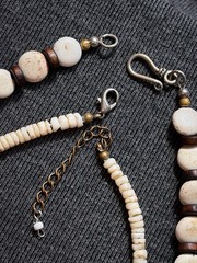 Vintage Boho Genuine White Howlite & Natural Shell Layered Necklace Set