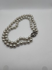 Carol Lee Double Strand Faux Pearl 12mm Beads Choker Necklace With Enhancer 16″