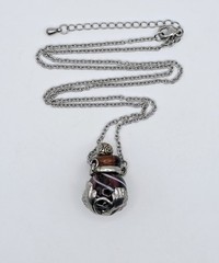 Vintage Artisan Art Glass Perfume Bottle Pendant Necklace Silver Tone Scent Vial