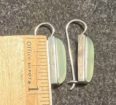 Silver Tone Aqua Glass Hook Clap Drop Dangle Earrings