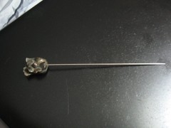 Relief flower Tie Hat Stickpin *Sterling Silver 1900s Art Nouveau Floral 3.5in