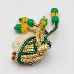 Lady Face Hand Painted Resin Braided Bead Long Hair Art Deco Revival Brooch Pin