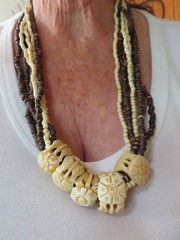 Authentic 1980’s Tribal Buffalo Bone w/Coconut Bead Multi Strand Necklace