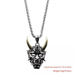 Halloween Vintage Necklace Ghost Face Pendant Zinc Alloy Men Women 45+5cm