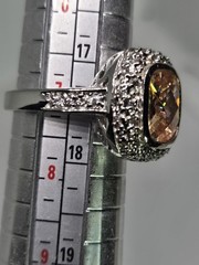 VINTAGE Premier Designs Natural Gemstone Dome Halo Ring Size 7 Hallmark Stamp