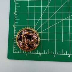 Vintage Rhinestone Brooch Round Pink Purple Marquise Stones Open Back Gold Tone