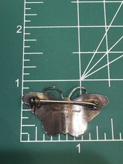 Rare Norwegian mid-century guilloché enamel and sterling silver butterfly brooch