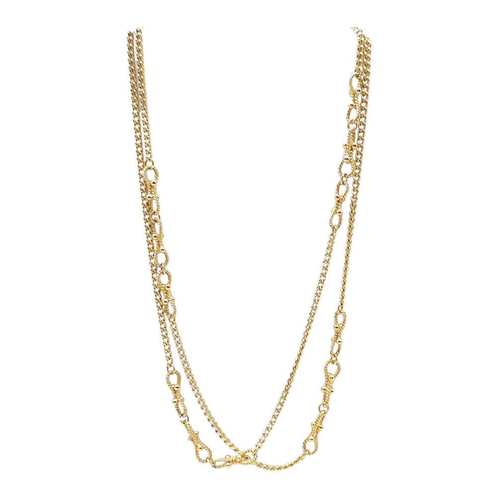 Trifari Long Mariner Link Chain Necklace Spring Ring Closure Gold Tone Vintage