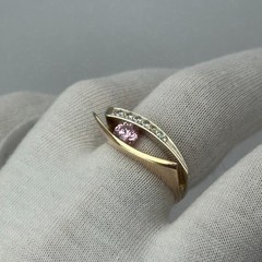 Vintage 14K 585 Rose & White Gold Ring Pink & White CZ Ukraine 6.5 US 5,56 g