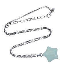 Vintage Sterling Silver 925 Blue Star Reversable Pendant Necklace 16″-18″