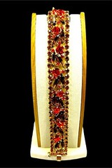 RARE JULIANA D&E GOLD-TONE ORANGE TOPAZ RHINESTONE STICKS & STONES BRACELET BOOK