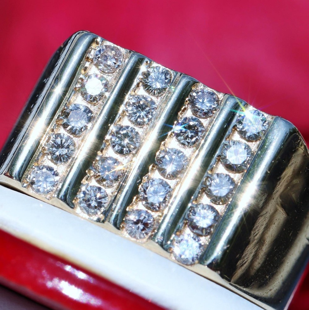 14k yellow gold ring 0.60ct natural diamond size 9 vintage handmade 7.9gr