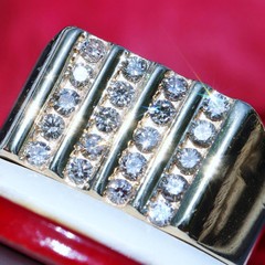 14k yellow gold ring 0.60ct natural diamond size 9 vintage handmade 7.9gr