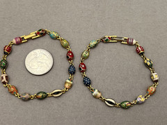VTG Joan Rivers Egg Link Bracelet Set, Signed Multicolor Enamel Egg Bracelets