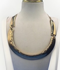 Vintage P&Y Brushed Gold‑Tone U‑Shaped Choker Necklace • Chic Retro Modernist