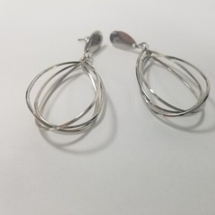 Cage Silver Tone Hoops Dangle Earrings Large 2.5″