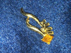 Antique Open Leaf Slide Abstract Baguettes Amber Color Rhinestone 1.5″ Pendant