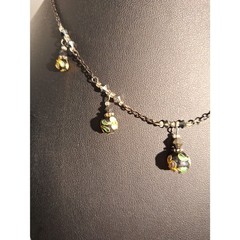 Art Beaded Charm Necklace Delicate Black Chain Fairycore Whimsical Cloisonne’